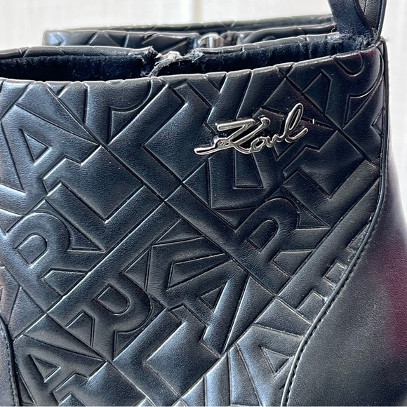 Karl Lagerfeld Ankle Boots Paris Petria Logo Quilted Square Toe Heeled Size 9.5 - Picture 8 of 10